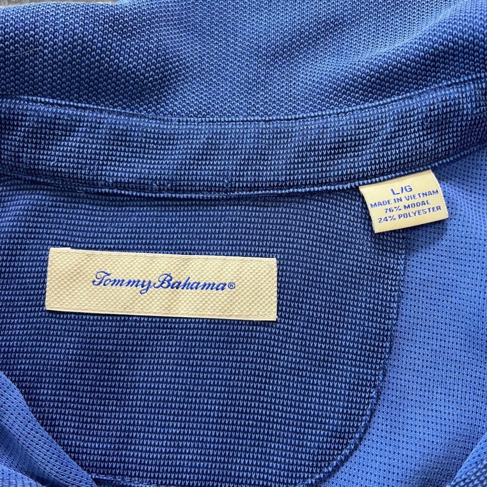 Tommy Bahama Mens Blue Polo Shirt L Large Modal Blend Short Sleeve - Picture 5 of 5